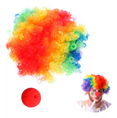 Peluca Multicolor + Nariz Payaso Accesorios Disfraz Fiesta Halloween Diversión